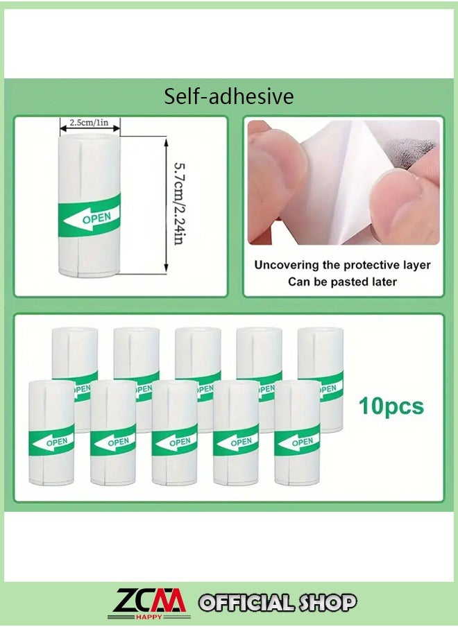 ZCM-HAPPY 10 Rolls of Printable Self-Adhesive Thermal Paper for Thermal Printers 57x25 mm  - Image 1