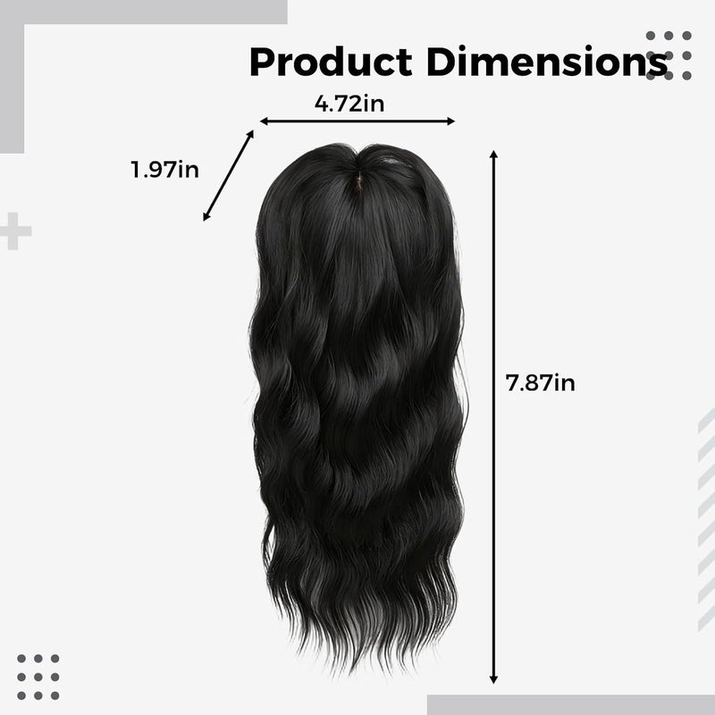 Curly Wavy Hair Toppers For Women, Silk Base Volumizing Hairpiece With Bangs, Natural Synthetic Fiber Hair - Image 4