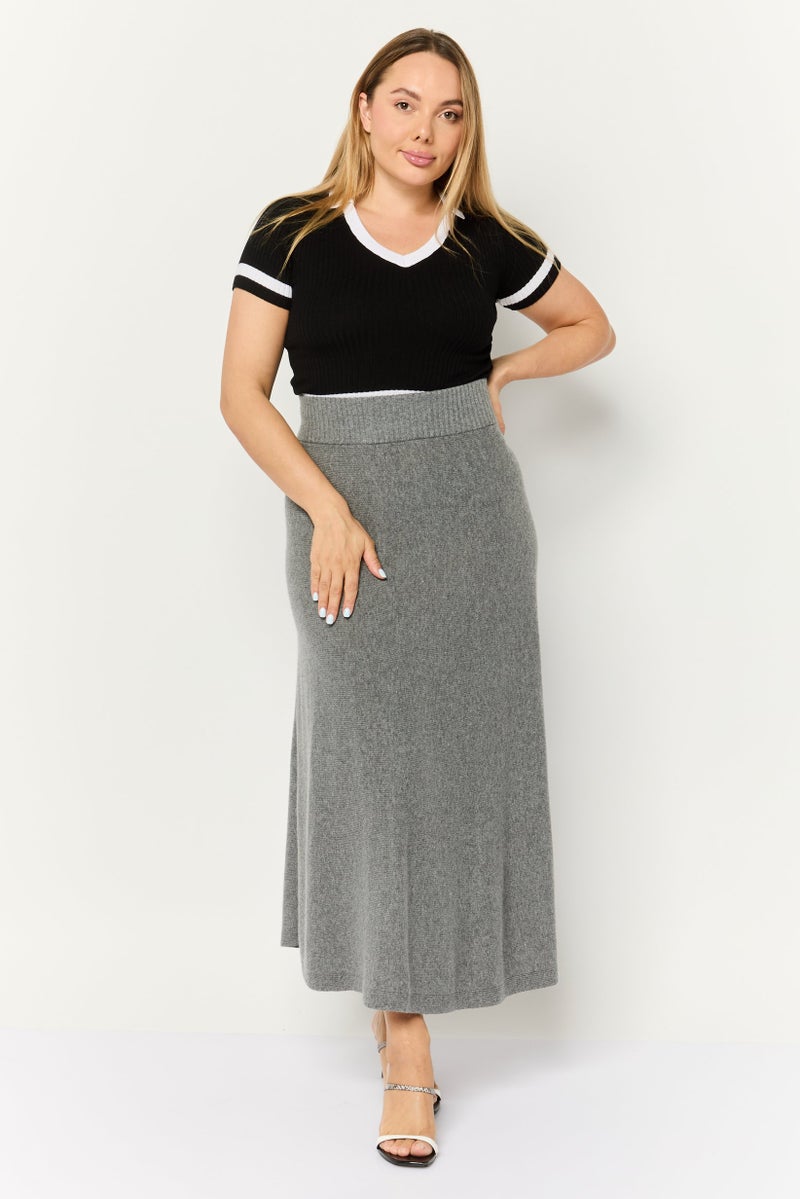 ESPRIT Women Knitted Straight Skirt, Grey - Image 3