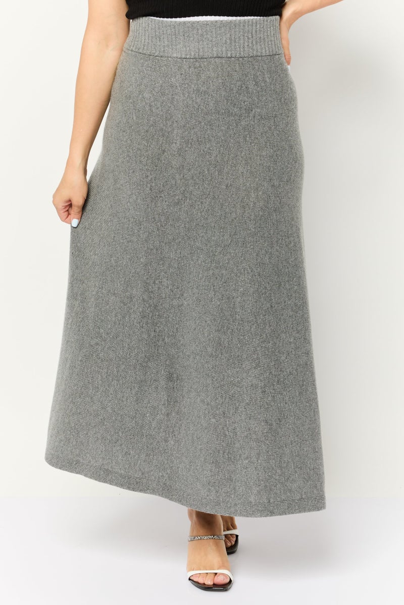 ESPRIT Women Knitted Straight Skirt, Grey - Image 1