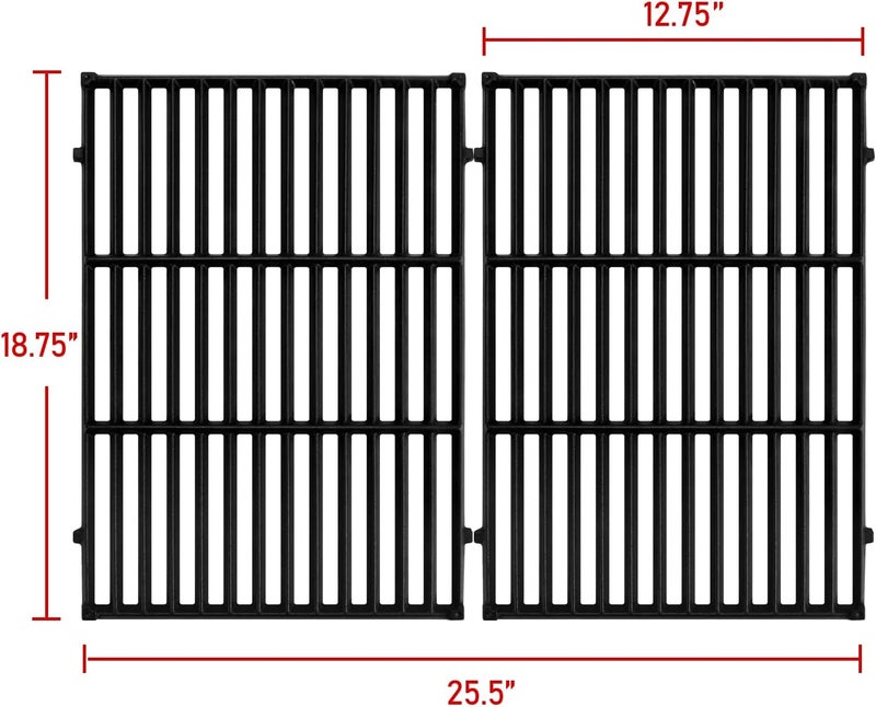 GGC 18.75" Grill Grates for Weber Genesis ii E-310, E-315, E-325, E330, E335, S-310, S-335, S-345 Genesis II LX S-340, LX E-340, 2 PCS Cast Iron Grates for Weber 66095 66802 - Image 2