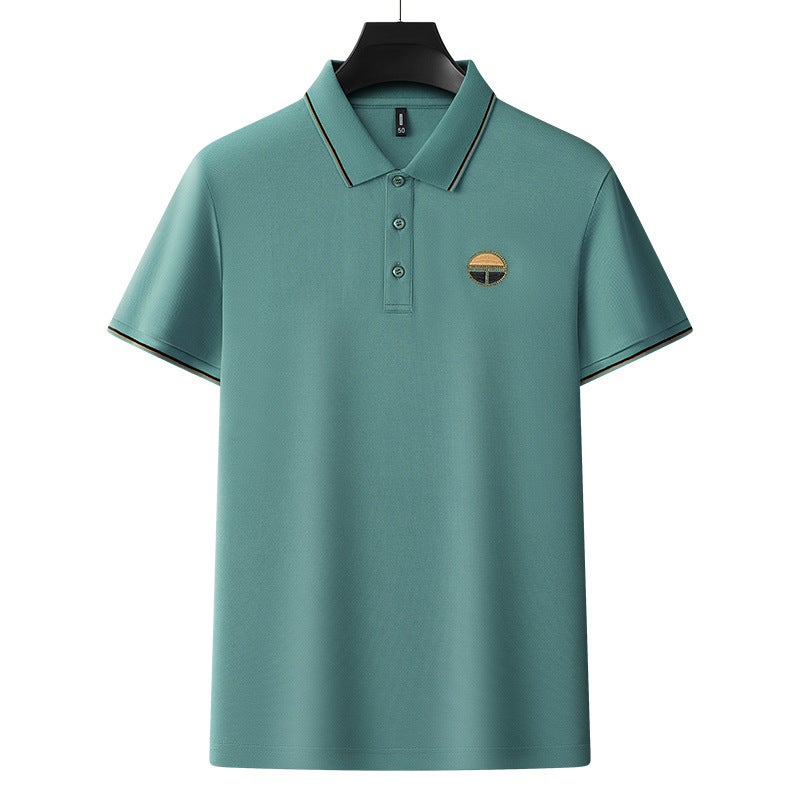 Heavyweight Spring Summer Embroidered Straight Fit Slim Short Sleeve Business Casual Men's Polo Shirt - Image 2