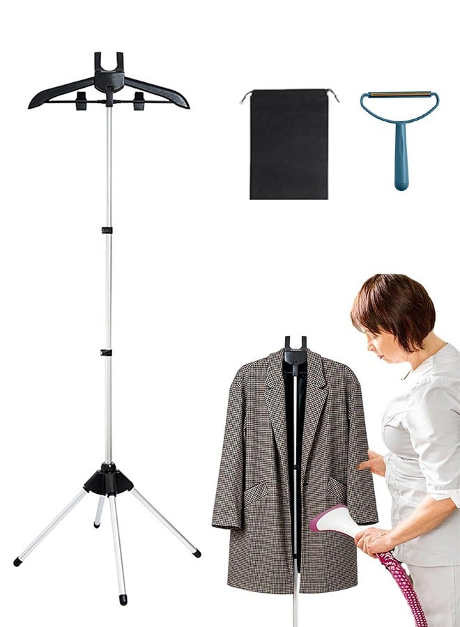 الروهيت رف بخار متعدد الوظائف، شماعة ملابس محمولة للعناية بالملابس بشكل آمن وفعال (أسود) - Image 1