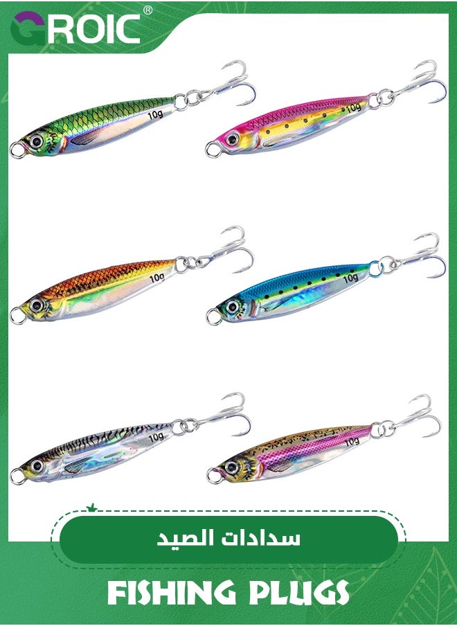 GROIC - 6 PCS Fishing Jigs, Lead Vertical Jig Saltwater, Jig Fishing Lures with Assist Hook and Treble Hook, Fishing Jigging Spoon Lures for Tuna,Salmon,Sailfish,StripedBass,Grouper Snapper,Kingfish - Image 1