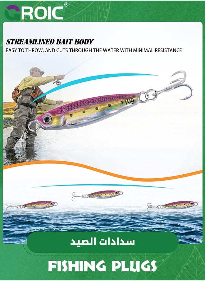 GROIC - 6 PCS Fishing Jigs, Lead Vertical Jig Saltwater, Jig Fishing Lures with Assist Hook and Treble Hook, Fishing Jigging Spoon Lures for Tuna,Salmon,Sailfish,StripedBass,Grouper Snapper,Kingfish - Image 1