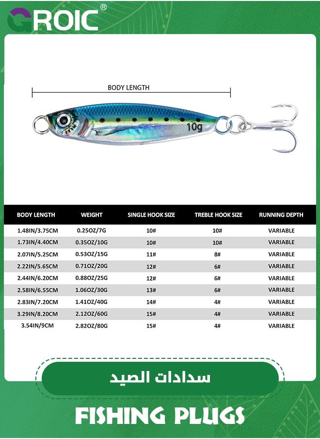 GROIC - 6 PCS Fishing Jigs, Lead Vertical Jig Saltwater, Jig Fishing Lures with Assist Hook and Treble Hook, Fishing Jigging Spoon Lures for Tuna,Salmon,Sailfish,StripedBass,Grouper Snapper,Kingfish - Image 1