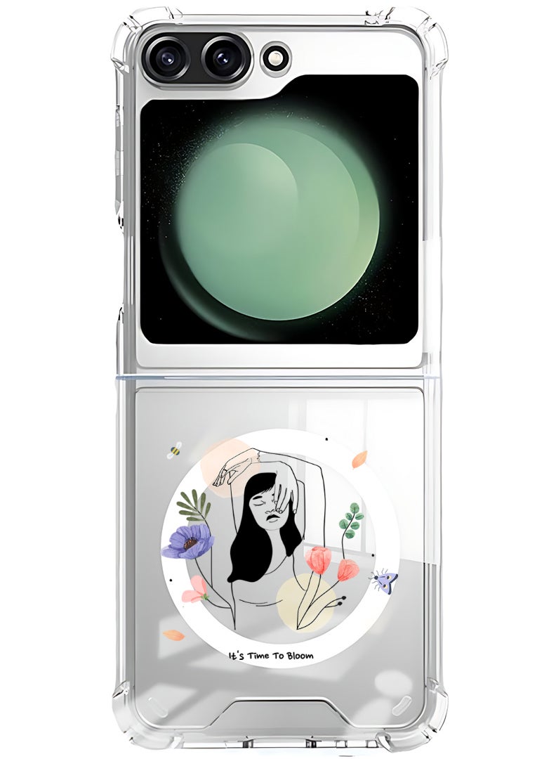 Theodor Magnetic Case for Samsung Galaxy Z Flip 6 Compatible with MagSafe Wireless Charging, Shockproof Phone Bumper Cover Bloom2 - Image 1