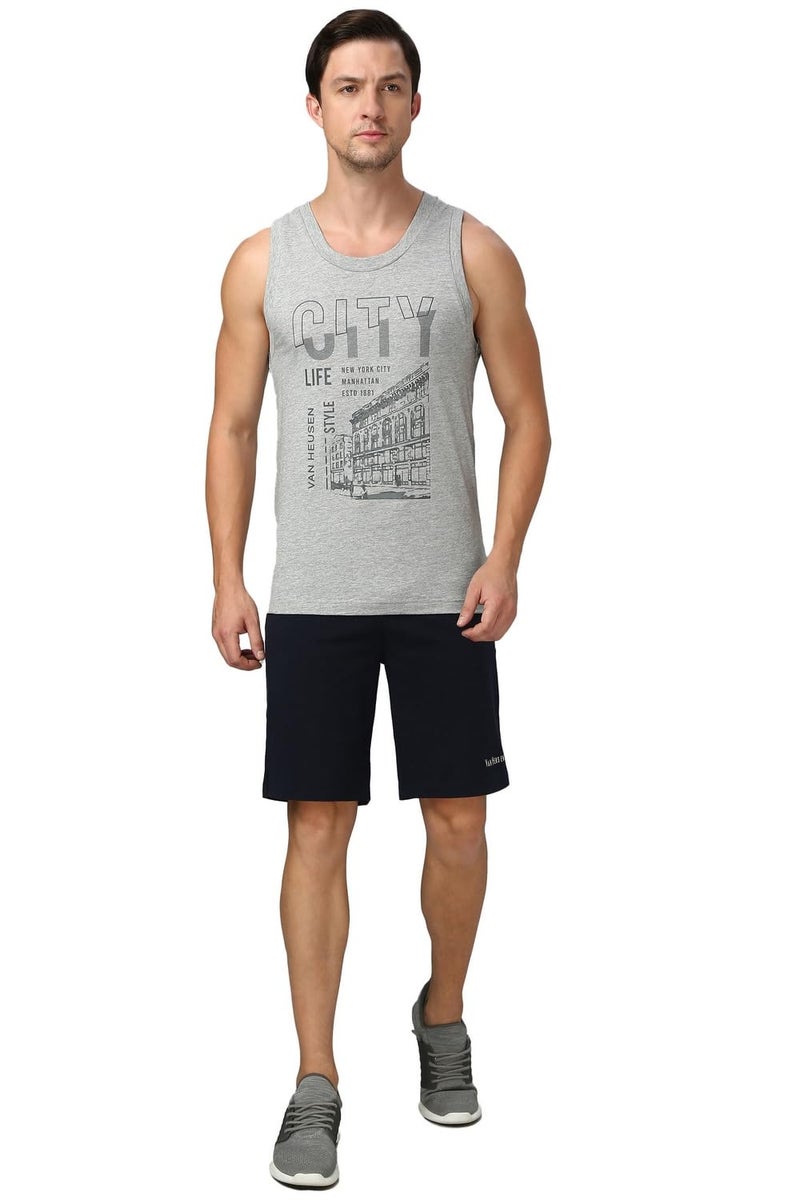 Van Heusen Men Cotton Blend Letter Print Regular Fit Vest (70021_Grey Melange City, Small) - Image 5