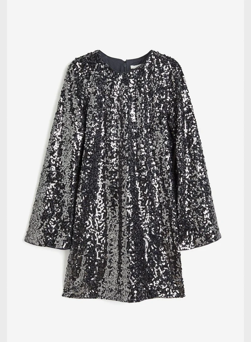 H&M Sequin A-Line Dress