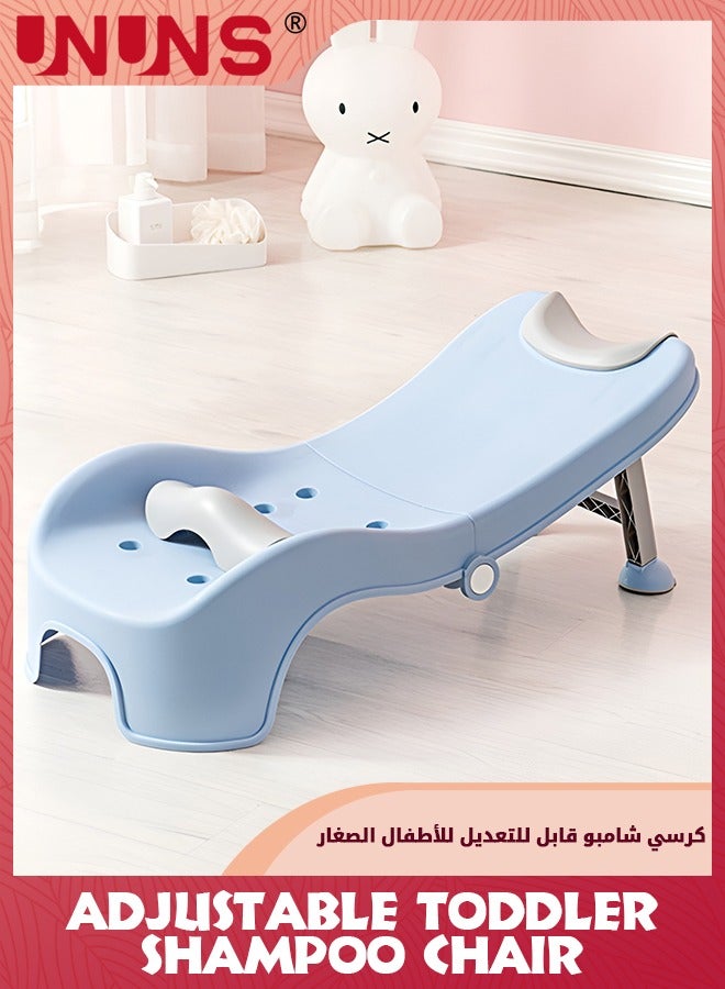 UNUNS Adjustable Toddler Shampoo Chair,Shampoo Chair For Kids Hair Washing Adjustable To Aged 1-10,Make Bedside Shampoo Washing Time Easier,Blue - Image 1