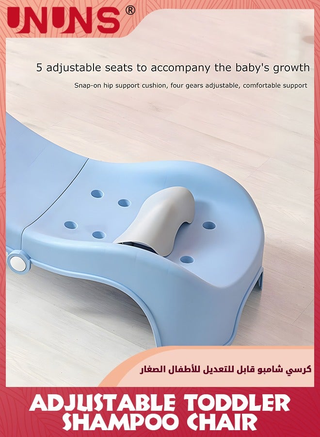 UNUNS Adjustable Toddler Shampoo Chair,Shampoo Chair For Kids Hair Washing Adjustable To Aged 1-10,Make Bedside Shampoo Washing Time Easier,Blue - Image 3
