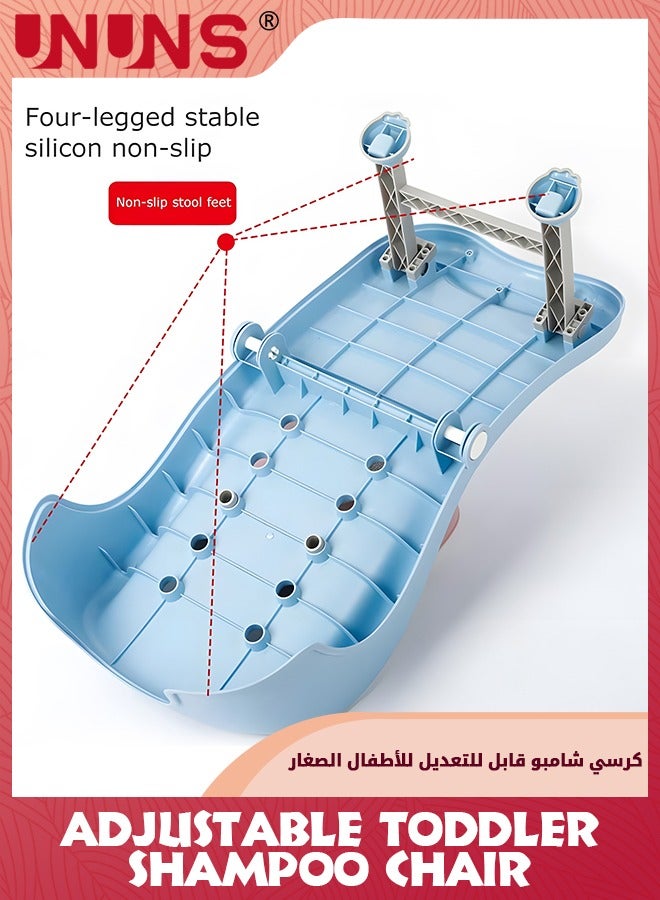 UNUNS Adjustable Toddler Shampoo Chair,Shampoo Chair For Kids Hair Washing Adjustable To Aged 1-10,Make Bedside Shampoo Washing Time Easier,Blue - Image 5
