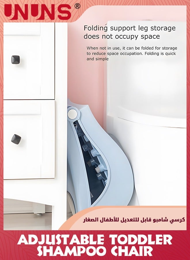 UNUNS Adjustable Toddler Shampoo Chair,Shampoo Chair For Kids Hair Washing Adjustable To Aged 1-10,Make Bedside Shampoo Washing Time Easier,Blue - Image 4