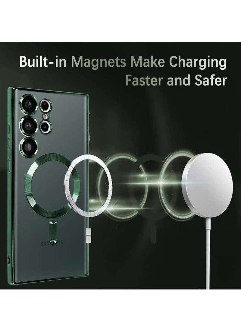 IAF Magnetic Clear Case for Samsung Galaxy S23 Ultra 5G with Camera Lens Protector, Compatible with MagSafe, Electroplated Slim Shockproof Phone Protective Cover for Women Men (Green) - Image 4