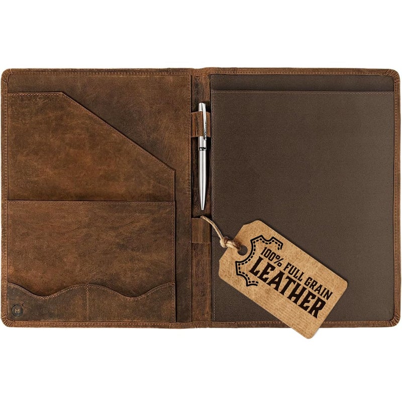 Moonster Leather Portfolio Professional Organizer Padfolio â€“ Resume Folder with Luxury Pen - Leather Binder Portfolio Writing Pad with Business Card Holder - Portfolio Folder for Men & Women - Image 1