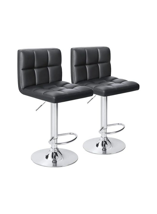 Ripple FURNITURE Galaxy Design Set Of 2 Adjustable Bar Stools Pu Leather Swivel Lift Kitchen Counter Pub Chair Black Color  - Image 1