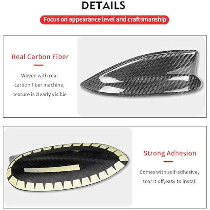 rayihni Compatible with Antenna Cover Shark Fin Trim Hood Real Carbon Fiber Automotive Roof Aerials for Acura Integre 2023 (Black) - Image 3