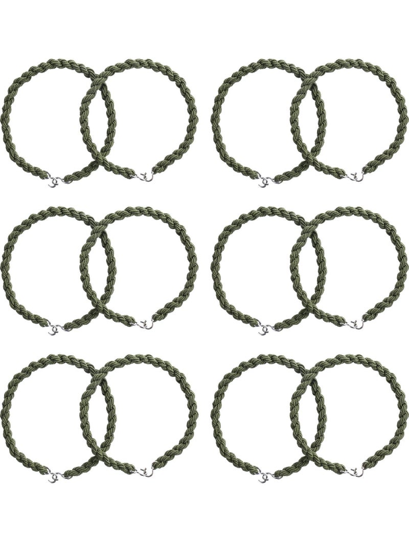 JOVITEC 12 Pieces Military Elastic Boot Straps Shoelace Boot Blousers Military Leg Blousing Straps Garters with Metal Hooks(Green)