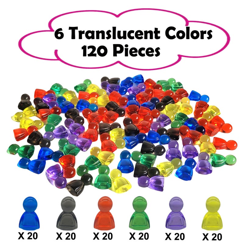 AiFanS 120 Pieces Game Pawns,Game Pieces for Board Games,Plastic Tokens Board Game Accessories with Portable Box(Translucent,6 Colors) - Image 2