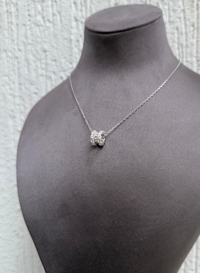 Al Kasr Jewelry Geometric Circle Necklace - Elegant Design - Sterling Silver 925 with Zircon Stones Plated Rhodium White Gold 18K  - Image 1