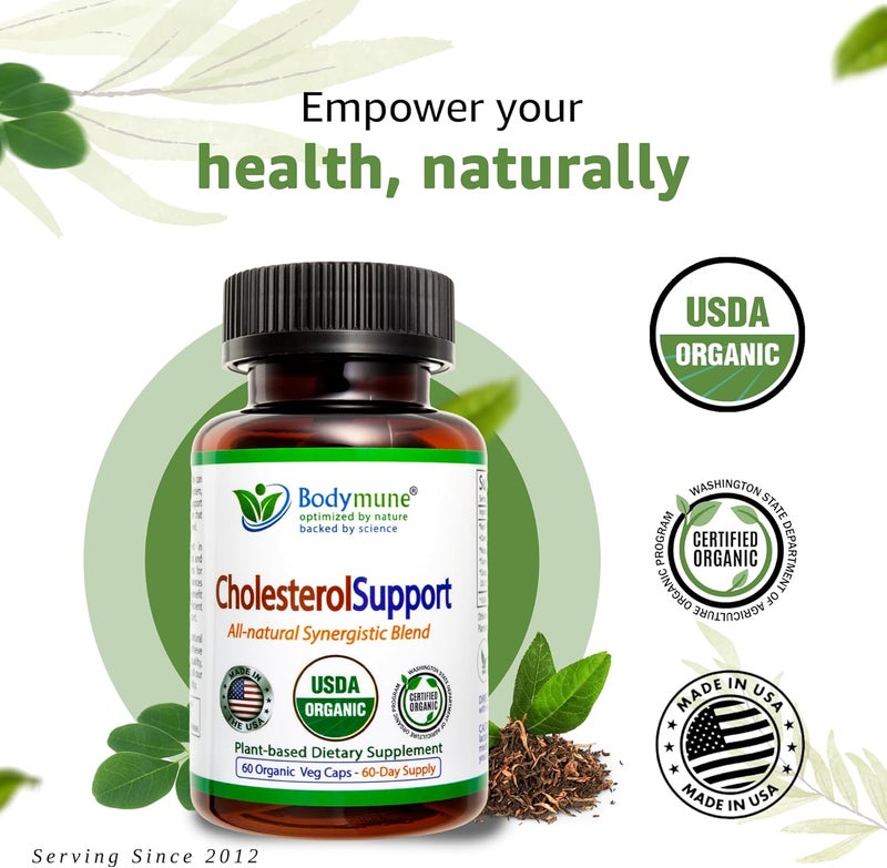 Bodymune CholesterolSupport Heart Health Blend  USDA Organic Supplement wExtracts of Green Tea Dandelion Bitter Melon Moringa  60Day Supply  Vegan NonGMO GlutenFree Made in USA - Image 2