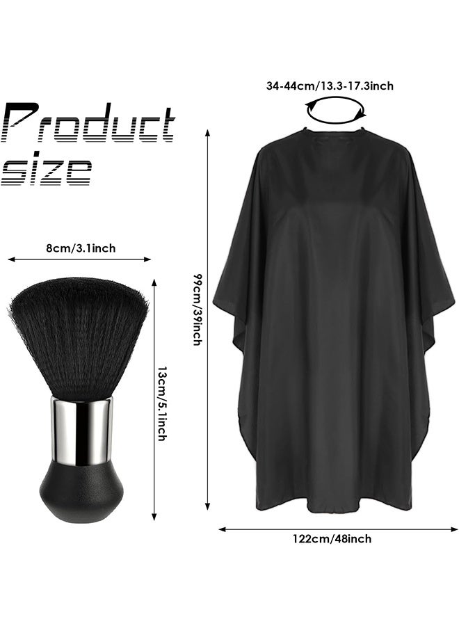 QIRRA 2PCS Professional Hair Cutting Cape with Neck Duster Brush – Waterproof Barber Cape with Snap Closure, Haircut Gown for Men, Women & Kids, Ideal for Salon & Home Use (Black) - Image 2