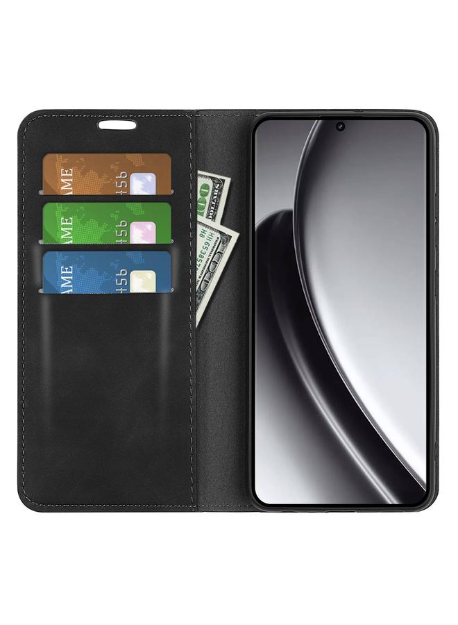 اس-توب جراب هاتف Realme GT 6 5G جراب هاتف جلدي مغناطيسي بتصميم ريترو - Image 4