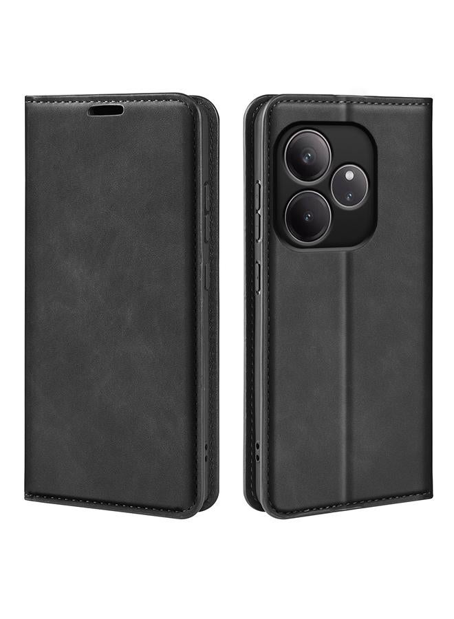 اس-توب جراب هاتف Realme GT 6 5G جراب هاتف جلدي مغناطيسي بتصميم ريترو - Image 1