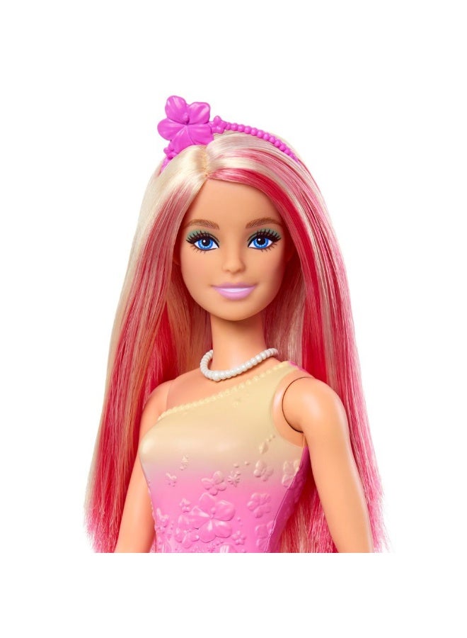 Barbie Pink & Blonde Hair Royal Doll with Butterfly-Print Skirt & Accessories - Image 3