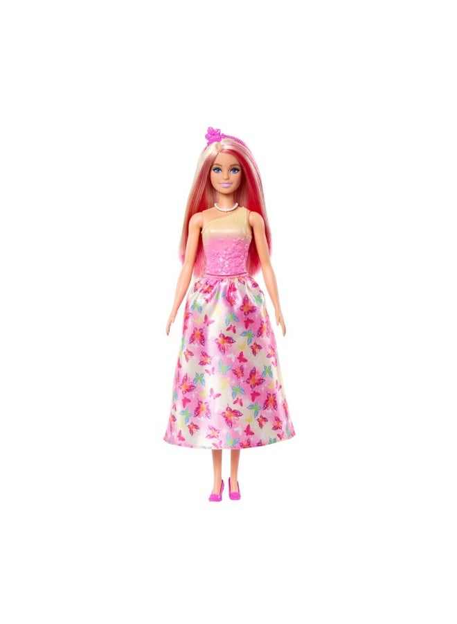 Barbie Pink & Blonde Hair Royal Doll with Butterfly-Print Skirt & Accessories - Image 2