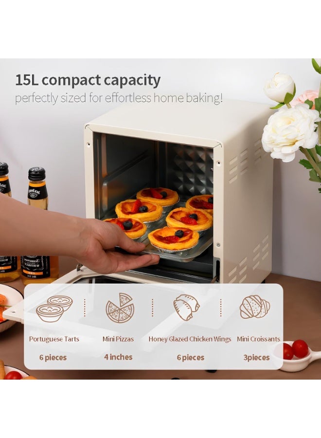15L Compact Electric Oven, Multi-Function Mini Oven with Timer, Adjustable Temperature, Stainless Steel, Perfect for Small Kitchens, Easy to Clean, Countertop for Baking, Roasting, and Grilling - Image 5