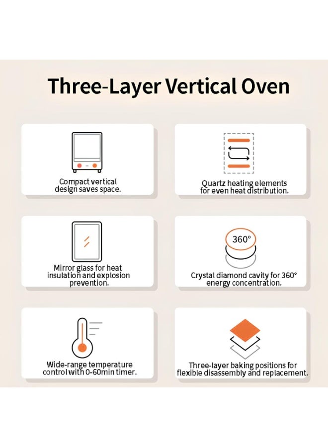 15L Compact Electric Oven, Multi-Function Mini Oven with Timer, Adjustable Temperature, Stainless Steel, Perfect for Small Kitchens, Easy to Clean, Countertop for Baking, Roasting, and Grilling - Image 4