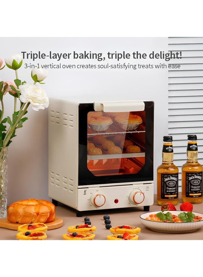 15L Compact Electric Oven, Multi-Function Mini Oven with Timer, Adjustable Temperature, Stainless Steel, Perfect for Small Kitchens, Easy to Clean, Countertop for Baking, Roasting, and Grilling - Image 3