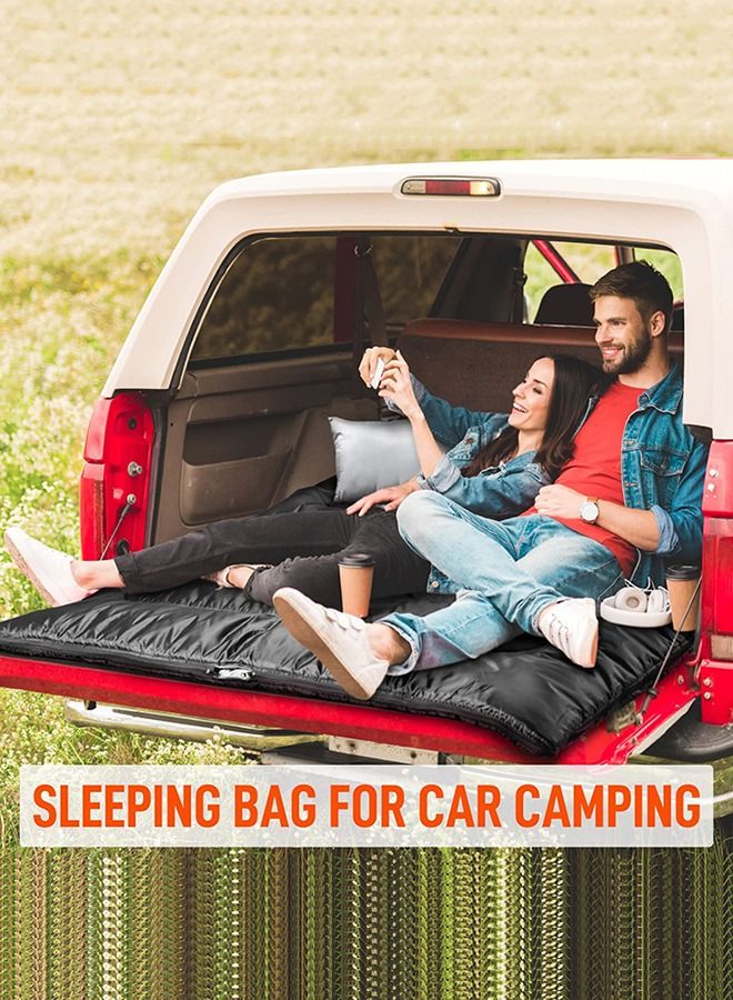 Generic Double Sleeping Bag Lightweight Waterproof for Adult and Kids Queen Size Two Person Camping Sleeping Bag with Compression Bag Sleeping Pillow Backpacking for Cold Weather Outdoor Camping Hiking and Travel（Black） - Image 5