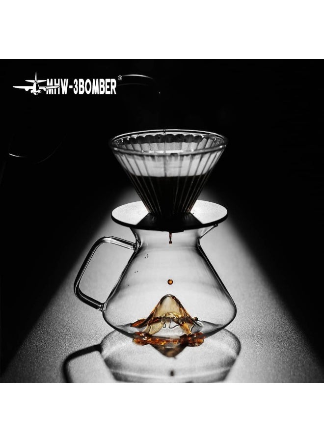 ام اتش دابيلو - ثري بومبار وعاء تقديم قهوة هيل 600 مل من زجاج البورسليكات الرمادي مع فوهة تنقيط دقيقة ومقبض مريح - Image 3