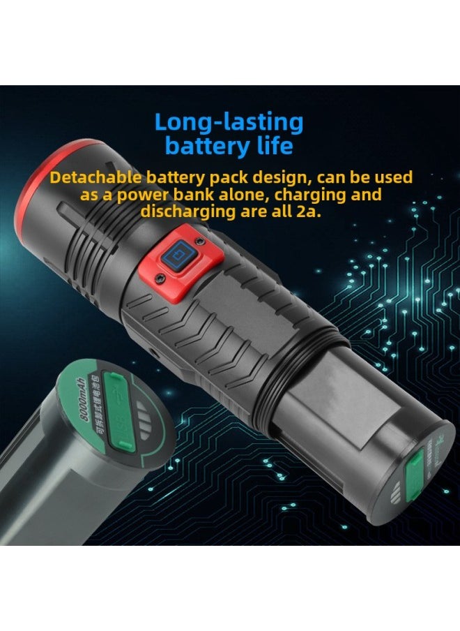 Generic Three Light Source Fishing Lamp Battery Removable USB Charging Treasure LED High Power Bright Night Fishing Lamp Mini Outdoor-Color:Package 4: Lamp + Line + Bag + Fishing Chair Bracket  - Image 3