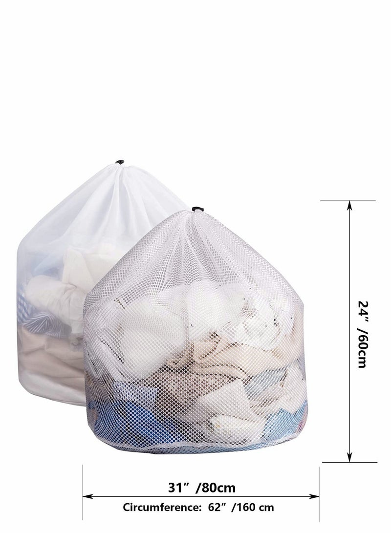 Set of 2 Large Laundry Bags,  31" x 24" Mesh Laundry Bags with Drawstring, Durable Wash Bag for Delicates, Garment Laundry Mesh Bag for Family, College Dorm, Apartment (Coarse Net + Fine Mesh) - Image 5