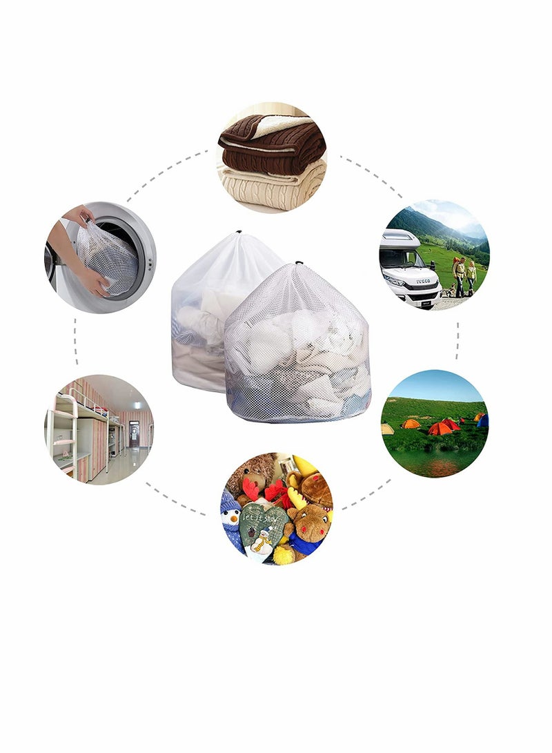 Set of 2 Large Laundry Bags,  31" x 24" Mesh Laundry Bags with Drawstring, Durable Wash Bag for Delicates, Garment Laundry Mesh Bag for Family, College Dorm, Apartment (Coarse Net + Fine Mesh) - Image 4