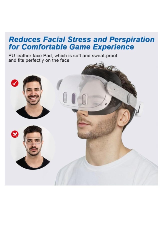 6 in 1 VR Facial Interface and Foam Replacement Set Fit for Oculus/Meta Quest 3, Adjustable Facial Bracket, Anti-Leakage Nose Pad Lens Protector Lens Cloth Fit for VR Quest 3 VR Accessories  - Image 3