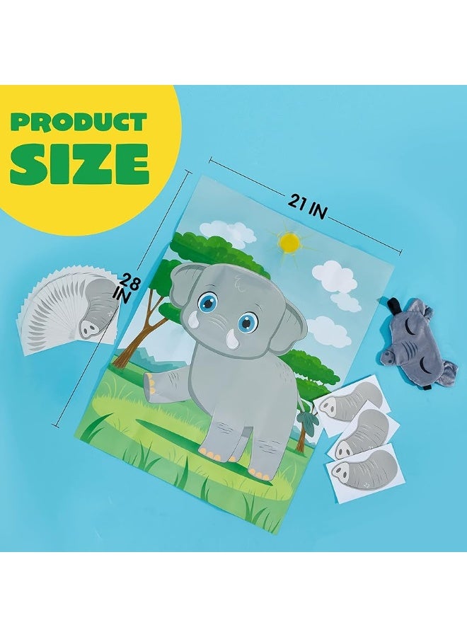 JOYIN لعبة تثبيت الأنف على الفيل من JOYIN - 21'' × 28'' ألعاب حفلات بموضوع الفيل مع 24 ملصق أنف فيل، اصنع وجهك، ملصقات مختلطة ومطابقة، ألعاب حفلات، زينة لألعاب الحفلات - Image 3