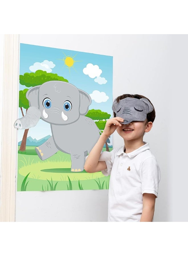 JOYIN لعبة تثبيت الأنف على الفيل من JOYIN - 21'' × 28'' ألعاب حفلات بموضوع الفيل مع 24 ملصق أنف فيل، اصنع وجهك، ملصقات مختلطة ومطابقة، ألعاب حفلات، زينة لألعاب الحفلات - Image 4