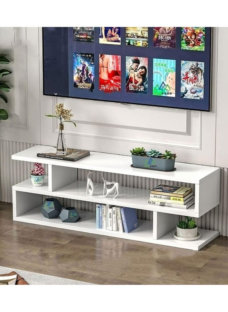 DubaiGallery S-Shape TV Unit Set-Top Box Stand Entertainment Unit Living Room Engineered Wood TV Entertainment Unit Suitable - Image 1