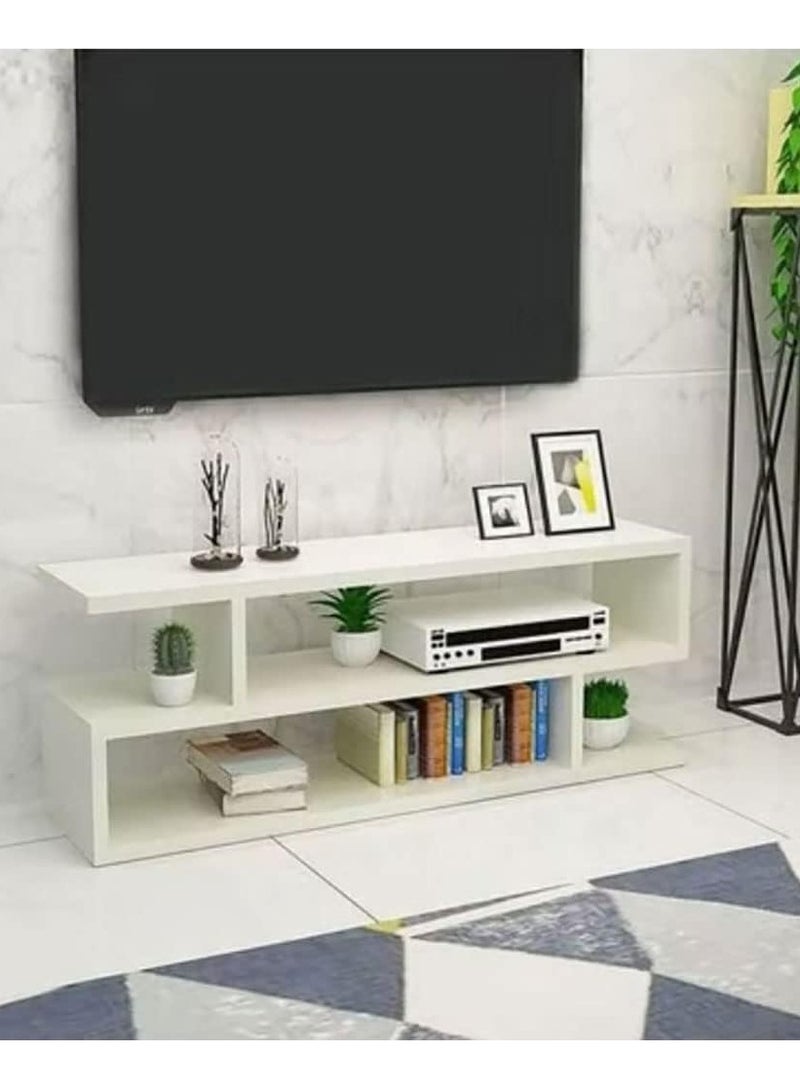 DubaiGallery S-Shape TV Unit Set-Top Box Stand Entertainment Unit Living Room Engineered Wood TV Entertainment Unit Suitable - Image 2