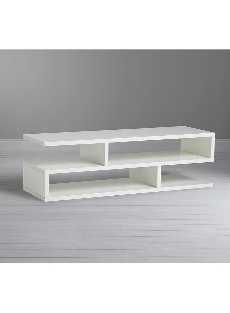 DubaiGallery S-Shape TV Unit Set-Top Box Stand Entertainment Unit Living Room Engineered Wood TV Entertainment Unit Suitable - Image 4