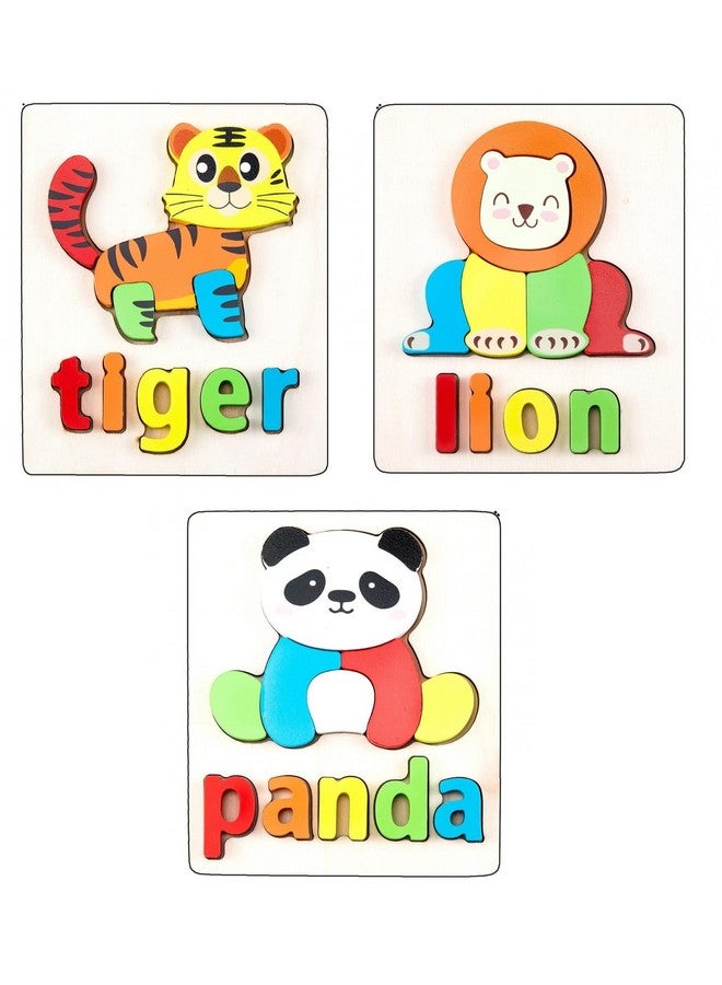 سمونيو أحجية الصور المقطوعة الخشبية ثلاثية الأبعاد المصنوعة يدويًا من سمونيو، مناسبة للأطفال من سن 3 سنوات فما فوق؛ مكعبات ألعاب متعددة الألوان لتعليم الحروف والأرقام، مناسبة للأولاد والبنات (15 سم × 18 سم، 3 حيوانات) - Image 1