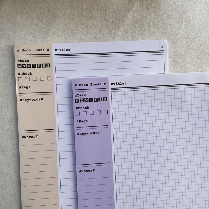 B5 Moonphase Notepad Set 2 Books Total 60 Sheets Horizontal Line And Grid Design Tear Off Pages Suitable For Office Workers Students Professionals Note Taking Recording With Free Pen Included - Image 3