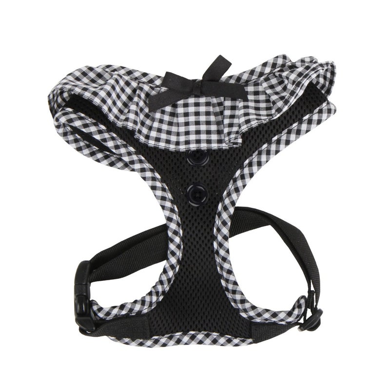 Puppia Vivien Dog Harness Over-The-Head All Season Cute No Pull No Choke Walking Training Adjustable for Small Dog, Black, Large - Image 1
