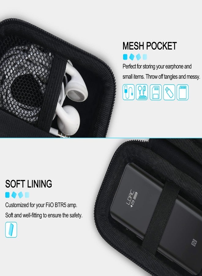 Lacdo Headphone Amplifier Case for FiiO BTR5-2021 / FiiO BTR5-384K Headphone Amps Headphone Amp Case earphones USB cables Protective Carrying Case Portable Travel Bag Shockproof, Black - Image 3