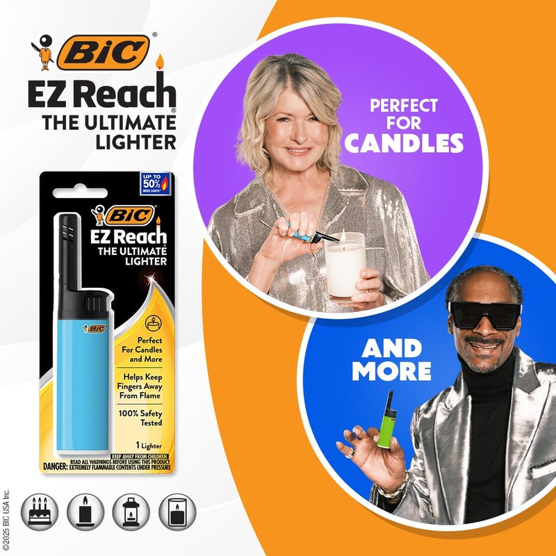 BIC EZ Reach Candle Lighter, The Ultimate Lighters for Candles with Wand, Assorted Home Decor Designs, 3 Count Pack of Long Lighters - Image 4