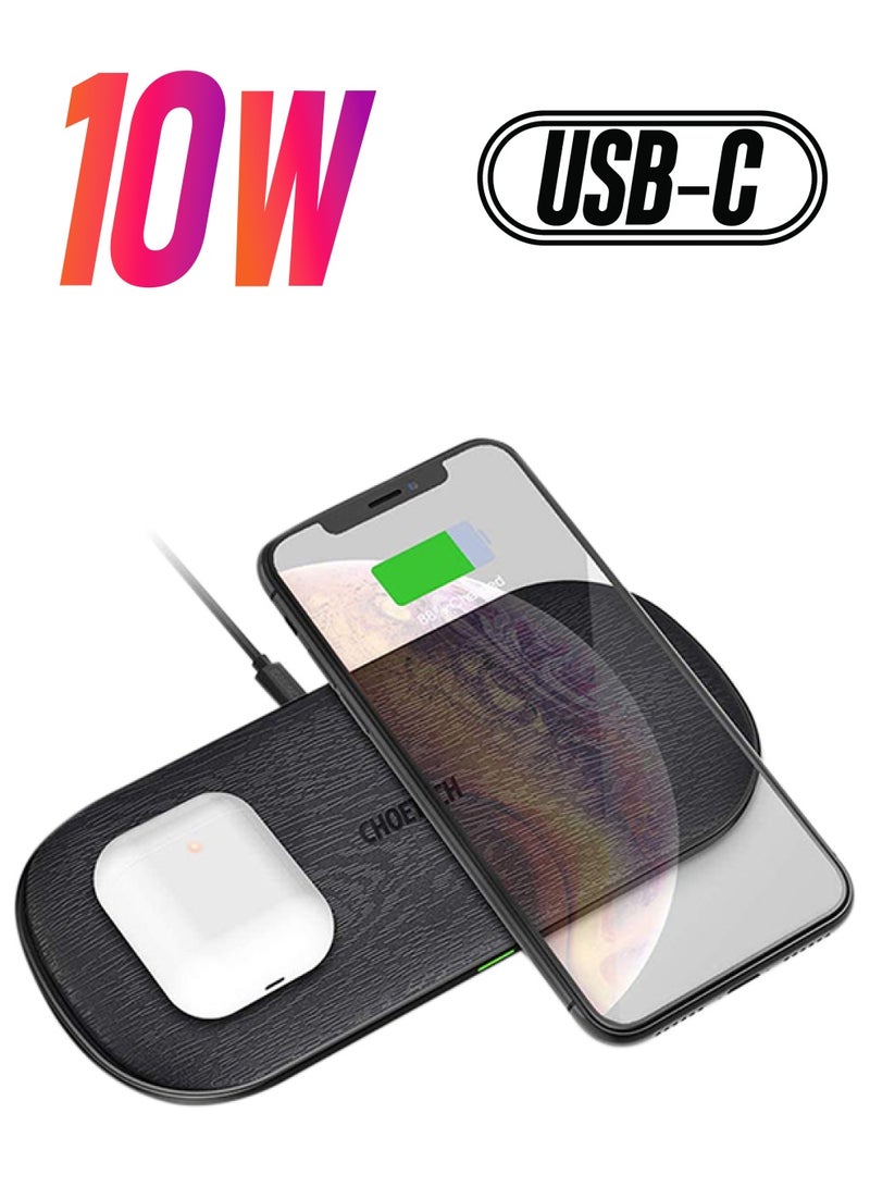 CHOETECH 5 Coils Fast Wireless Charging Pad for I Phone 13/12 & Qi Enable Phones Black - Image 1